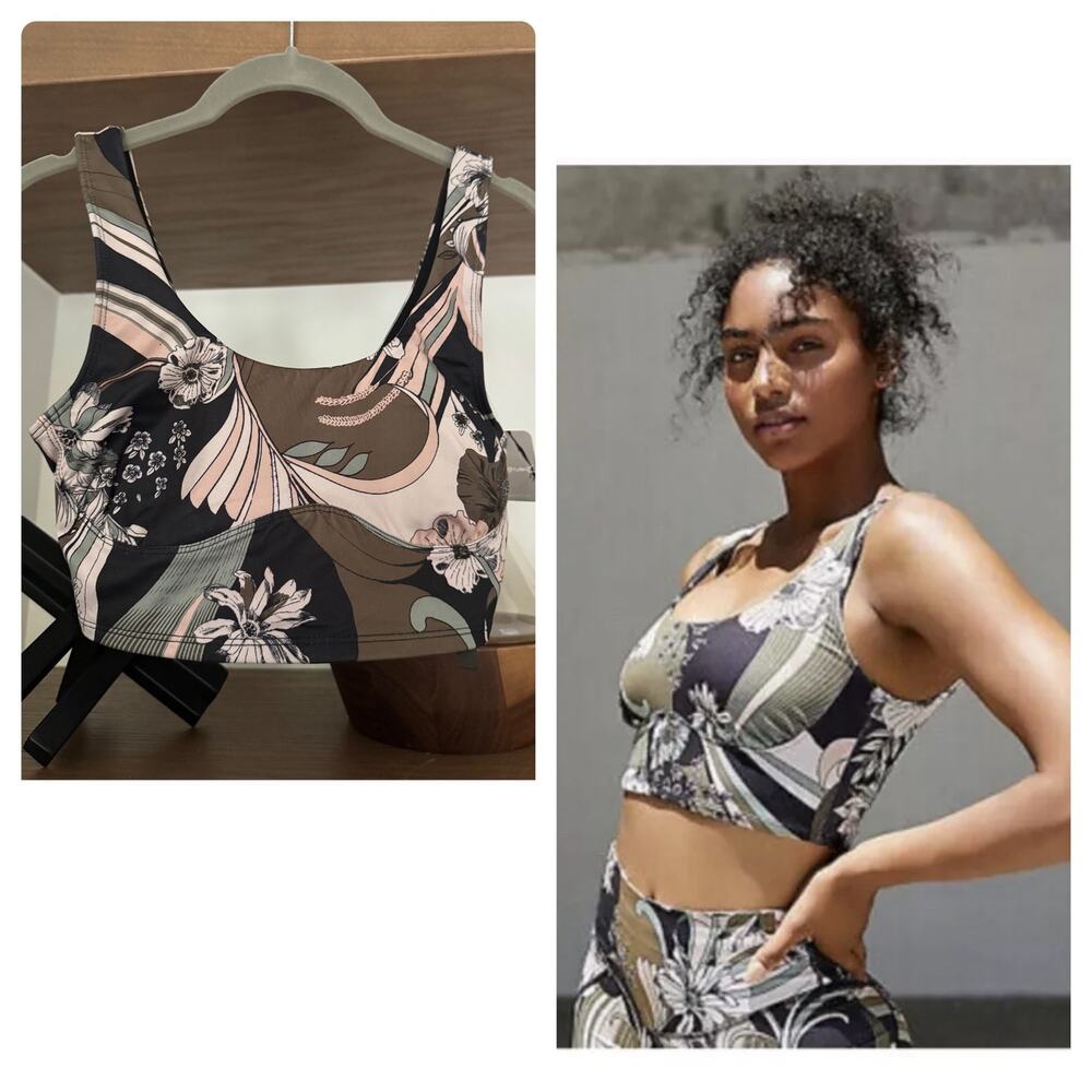 Free People Wave Crush Sports Bra in Black Combo